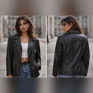 M • Wilsons Leather Maxima • Vintage 100% Genuine Leather Y2K Jacket